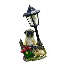 Garden Decorations Patio Dog Figurine Solar Powered Light Lawn Ornament For Spring Summer Decor