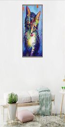 DIY Diamond Painting with Colour the Cat Paintings with Hanging Decorative Pictures with Colourful Flower Cat Pictures for Full Dia5209025