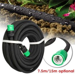 7.5/15m Porous Soaker Micro Drip 4/9mm Leaking Tube Anti-aging Permeable Pipe Garden Irrigation Watering Hose L2405