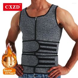 Men's Body Shapers CXZD Men Sauna Sweat Shapewear Waist Trainer Corset Belly Trimmer Compression Shaper Shirts Slimming Belt Fitness Vest