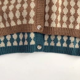 Milancel New Kids Sweaters in stile coreano Boys Plaid Knit Cardigans Girl Knitwear