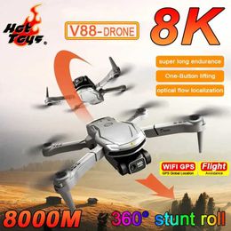 Drones Hot toy V88 drone 8K 5G professional high-definition aerial photography 2 cameras obstacle remote control folding aircraft for adult and child toys S24525