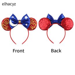 2024 New Trendy Glitter Mouse Ears Headband Sequin 5" Bow Hairband Boutique Girls Festival Party Hair Accessories Women Headwear