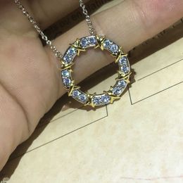 Designer's Brand New Geometric Cross Round Pie Necklace for Women with High Quality and Elegance Gold Full Diamond Zircon Collar Chain