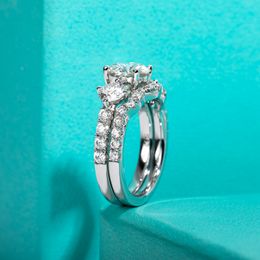 Anujewel 3.7cttw D Color Moissanite Wedding Pierścienie ślubne Zestaw ślubny 925 Srebrne pierścionki zaręczynowe dla kobiet z certyfikatem