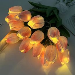 Decorative Flowers 10Pcs Tulips Artificial Luminous Led Light Wedding Bouquet Home Decor Fake Bedside Table Lamp