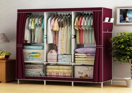 Simple Cloth Wardrobe Fabric Steel Tube Assembly Closet Bedroom Clothes Hanging Storage Wardrobe Dormitory Storage Cabinet T2004152426432