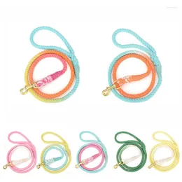 Dog Collars 1.5m Gradient Colour Lead Rope Puppy Braided Cotton Long Leashes Pet Walking Training Leads Ropes Cat Outdoor Supply