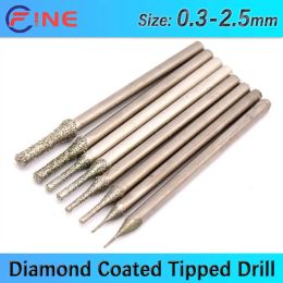 Diamond Coated Tipped Drill Bits Punching Drilling Needle for Tile Jewelery Glass Jade Metal Agate Gems Pearls Pendants Pebbles