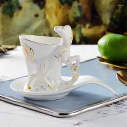 Cups Saucers European Style Creative Ceramic Coffee Cup Set White Vintage Tea And Saucer Porcelain Kubek Do Kawy Home Utensils BD50