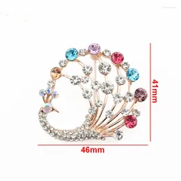 Brooches 100pcs Wholesale Rhinestone Colorful Crystal Peacock Animal Brooch Pin For Wedding Invitation Decoration