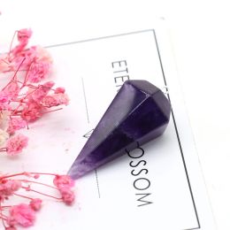 Natural Amethysts Pendant Charms Natural Purple Quartz Crystal Connector For Healing Pendulum Jewelry Earring Necklace Making