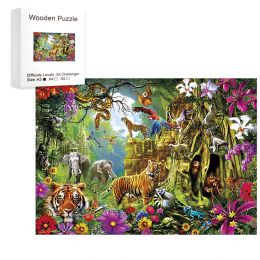 Wooden Jigsaw Puzzles For Adults Kids, Animal World-Wooden Jigsaw Puzzle Art, Unique Animal Shaped Pieces