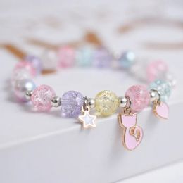 Makersland Sweet Bead Bracelet For Children Women Cute Flower Pendant Bracelets Kids Girls Charm Jewellery Gifts Wholesale
