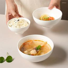 Plates Japanese Style Ceramic High Legged Bowl Anti Scalding 5.5 Inch Rice Household Pure White Soup Noodle