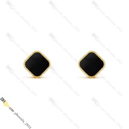 Classic Van Clover 18K Gold Earring Jewelry Designer för kvinnor Titanium Steel Gold-Plated Fade Never Allergic, Store/21621802