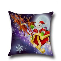 Pillow Marry Christmas Santa Claus Elk Cotton Linen Home Decor Sofa Office Cover Personality Car Pillowcase For Gifts