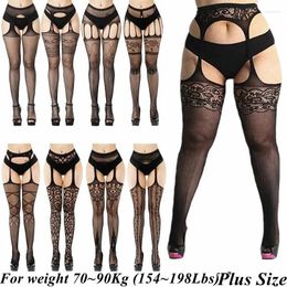 Women Socks Sexy Black Plus Size Tights Over Knee Thigh High Fishnet Stockings Large See Through Mesh Pantyhose Leggings XXL