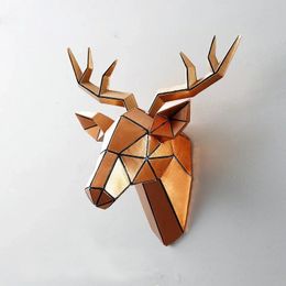 3D Deer Head Sculpture Murals Home Wall Hanging Elk Statue Handmade Modern Ornament Artwork Craft Small Size 240521