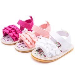 Infant Baby Girl Toddler Flats Sandals Premium Soft Rubber Sole Anti-Slip Summer Flower Lace Crib First Walker Shoes L2405