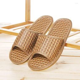 Slippers 2024 Special Four Seasons Couples Home Thick Bamboo Rattan Grass Indoor Comfortable Slipper Size 36-44