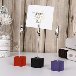 Multicolor Resin Square Base Photo Note Clip Photo Clip Table Number Stand Picture Frame Place Card Holder Wedding Party Decor