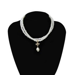 Elegant Jewellery Wedding Big Pearl Necklace For Women Wedding Bridal Bead Chain Neck Accessories Vintage Jewellery