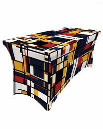 Table Skirt Geometry Abstract Lines Elastic Wedding Birthday Decoration Tablecloth For Party