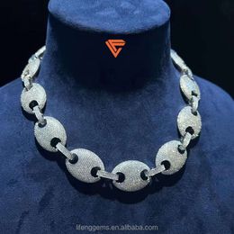 Hot Sale Style Necklace 925 Silver Hip Hop Trend White Coloured Vvs Moissanite Diamond Pig Nose Cuban Chain