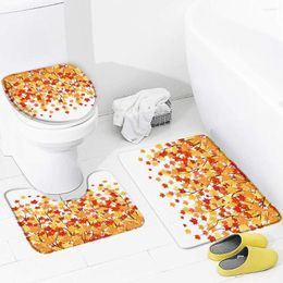 Bath Mats 3pcs Set Autumn Mat Plant Yellow Tree Art Landscape Bathroom Accessories Anti Slip Foot Rugs