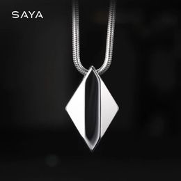 Male Pendant Necklace for Man with 45/50/55cm ChainHigh Polished Tungsten Carbide Engraving Lettering 240522