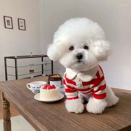 Dog Apparel 1PC Breathable Summer Dress Clothes Soft Pullover Suit Classic Costume Polo Shirt Striped Pet T-Shirt Fashion