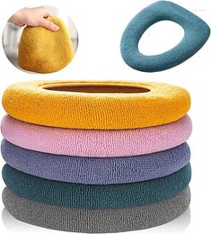 Toilet Seat Covers 5 Pack Thicker Bathroom Cover Pads- Soft Warmer Cushion Stretchable Washable Fibre Cloth