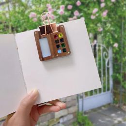 8 Grid Portable Travel Wooden Handmade Watercolour Paint Tray Box Empty Box Mini Black Walnut Paint Palette Painting Supplies