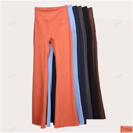 Yoga Outfit Flared Pants Groove Summer Lycra Fabric Ladies High Waist Slim Fit Belly Bell-Bottom Trousers Shows Legs Long Fitness Net Otczc