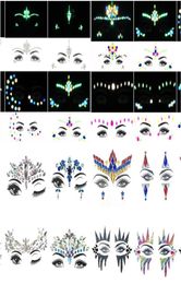 6PCS Temporary Rhinestone Glitter Tattoo Stickers Face Jewels Gems Festival Party Makeup Body Jewels Flash Face Crystal Stick4607658