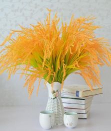 Artificial Plants Rice Plant Faux Greenery Golden Color Rice Plant Leaf Greenery Plastic Rice Seven Stems per piece5881499