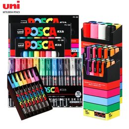 Japan Posca Marker Pen Set Non-Toxic Utilies Escolares Used On Multiple Materials Paper Cloth Glass Canvas Ceramic Plastic Safe 240517