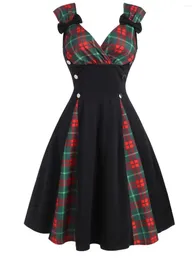 Casual Dresses Gothic Party Women Dress Plus Size Hip Hop Plaid Printed Sundress A Line Fit And Flare Sexy Black Vintage Vestidos