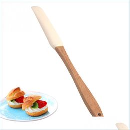 Cake Tools Food Grade Baking Pastry Spata Non Stick Butter Cooking Sile Cookie Scraper Spatas With Wood Handle Drop Delivery Home Ga Dh2Kc