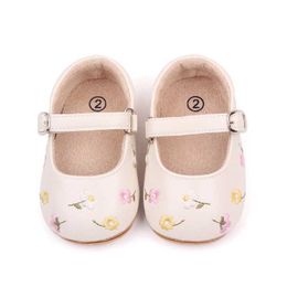 First Walkers Tregren Baby Casual Shoes Baby Shoes Non slip Rubber Soft Sole Flat PU First Walker Newborn Bow Decoration Mary Jane Flat d240525