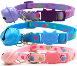 Pink Blue Purple Width 1cm Cat Collar with Bell Mixed Colors Safe Nylon Collars for Cats or Small Dogs6527259