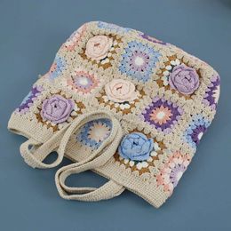 Creative Handmade Woven Three-Dimensional Hand Made Upscale Women's Bag, Square Shoulder Bagsweet Internet Celebrity Style Handmade Rare Beach Bag 429