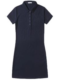 Damen Langes Kleid Sommerkleid Baumwolle Shirt Polo Kleidungsrock süße Kleidung normale Kurzarm Stickerei Asian Größe lässige Kleider Mode-Röcke S-2xl