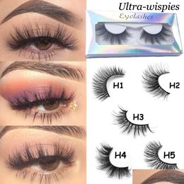 False Eyelashes New 25Mm Lashes 3D 100% Mink Hair Dramatic Long Wispies Fluffy Eyelash Fl Strips Extension Makeup Tool Drop Delivery H Otojt
