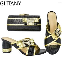 Dress Shoes Design Nigeria Italian And Matching Bags Set Decorated With Rhinestone Wedding Bride Elegant High Heels Women