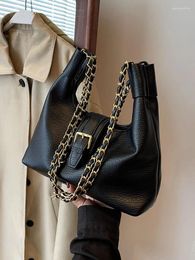 Shoulder Bags Y2K Chain For Women Korean Fashion Lady Female Retro PU Leather Underarm Bag 2024 Trend Handbags