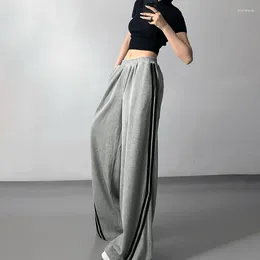 Women's Pants 2024 Spring Women Trousers Fashion Striped Baggy Streetwear Casual Elegant Slim Versatile Female Gray Simple Floor Length