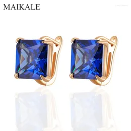 Stud Earrings MAIKALE Elegant Classic Square Cubic Zirconia For Women Fashion Jewellery Wedding Party Gifts High Quality Wholesale