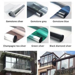 Window Stickers Gemstone Grey Waterproof Film One Way Mirror Silver Insulation UV Rejection Privacy Tint Films